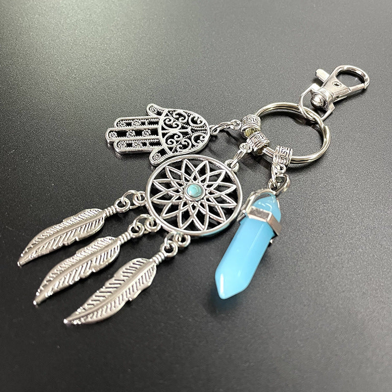 Wholesale Turquoise Green Dream Catcher Alloy Keychain